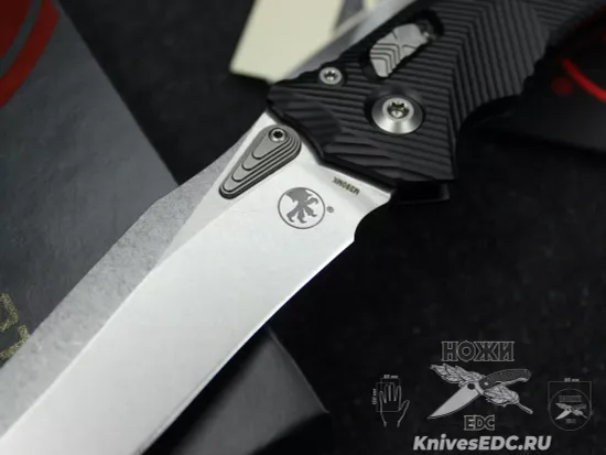 Microtech Amphibian Ram-Lok S/E - нож складной, черн. алюм. рук-ть, стоунвош клинок