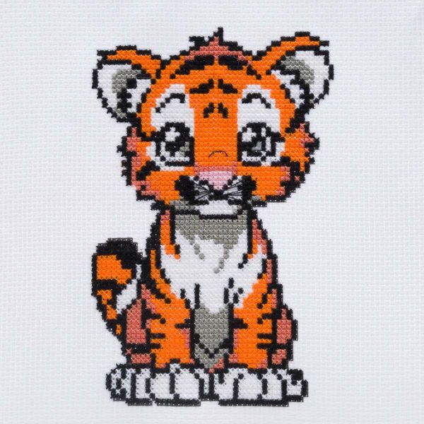 Набор для вышивания нитками Hobby&Pro Kids, Тигрёнок 19х18 см