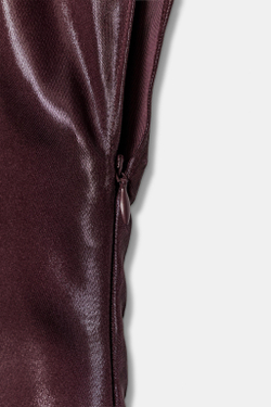 ZARA АТЛАСНОЕ ПЛАТЬЕ МИДИ С БЛЕСКОМ, БУРГУНДИ