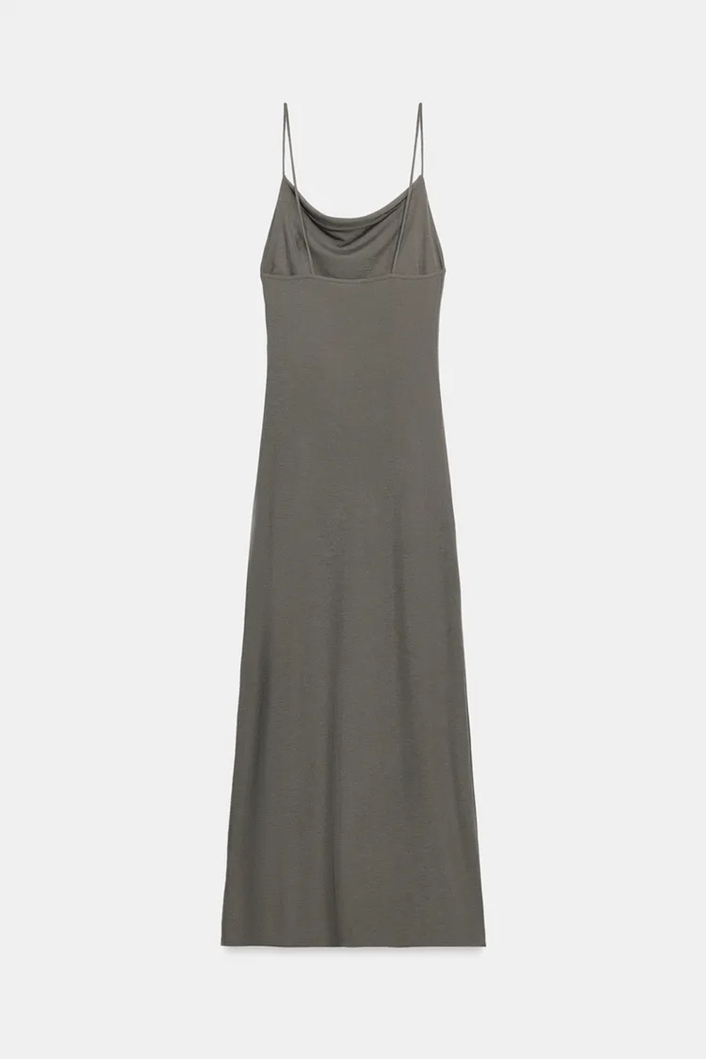 ZARA ДЛИННОЕ ПЛАТЬЕ НА БРЕТЕЛЯХ, КАМЕННО-СЕРЫЙ
