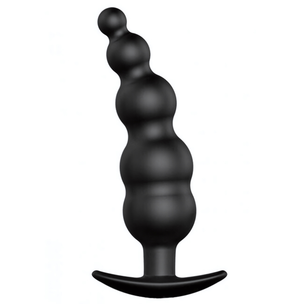 Силиконовая изогнутая анальная пробка елочка для ношения ONJOY Silicone Collection (Цвет: черный)