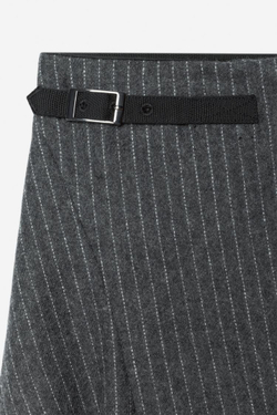 ZARA ЮБКА В ПОЛОСКУ С ШЕРСТЬЮ — THE ITEM, СЕРЫЙ