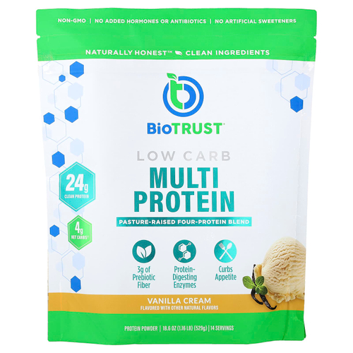 BioTRUST, низкоуглеводный, мультипротеиновый комплекс, со вкусом ванильного крема, 529 г (1,16 фунта)