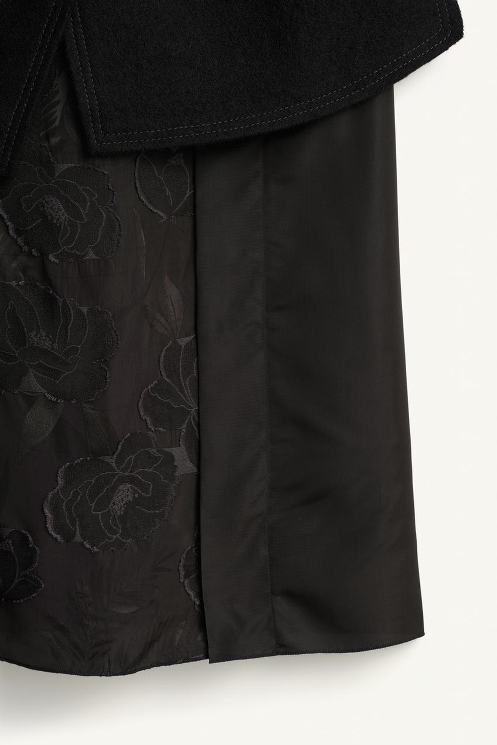ZARA КОМБИНИРОВАННАЯ ЮБКА С ОТДЕЛКОЙ — LIMITED EDITION, ЧЕРНЫЙ