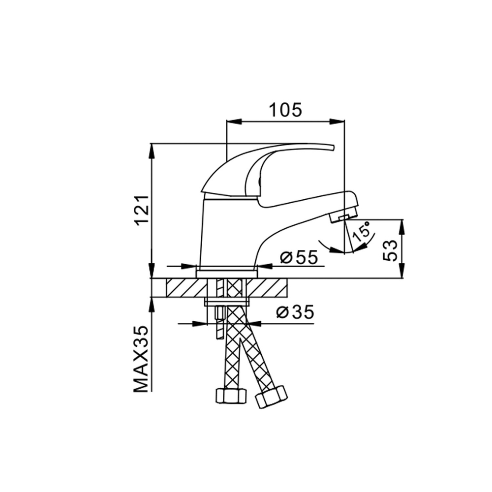 Смеситель для раковины 40к F1003 FRAP (литой, п/гайку, хром, латунь)