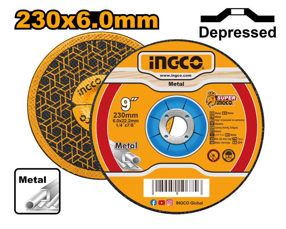 Круг шлифовальный по металлу INGCO MGD602301 230х6,0х22,2 мм Metal Круг шлифовальный по металлу INGCO MGD602301 230х6,0х22,2 мм Metal