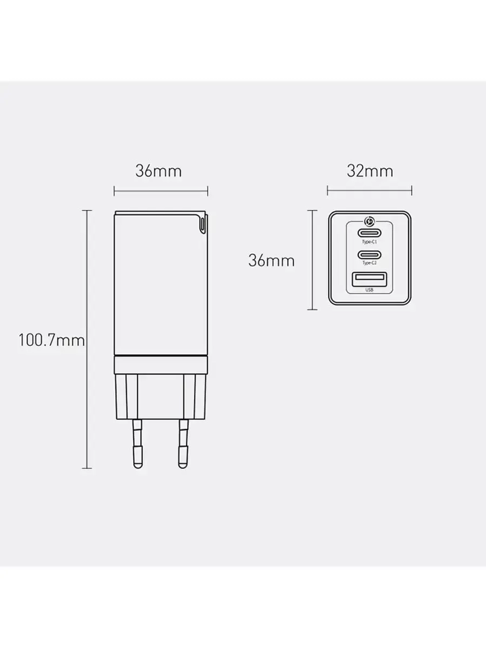 Сетевое зарядное устройство Базеус GAN5 Pro 65w + кабель