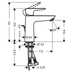 Смеситель для раковины Hansgrohe Talis E 110 71710000 с донным клапаном