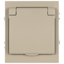 Розетка ЭРА Arktik 16-2103-04 с заземлением 2P+E Schuko со шторками с крышкой 16А-250В шампань | Эра Arktik