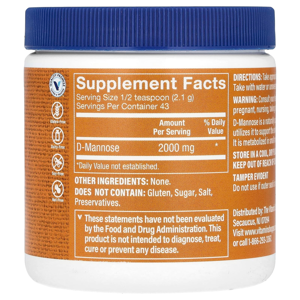 The Vitamin Shoppe, D-манноза в порошке, 90,3 г (3,2 унции)