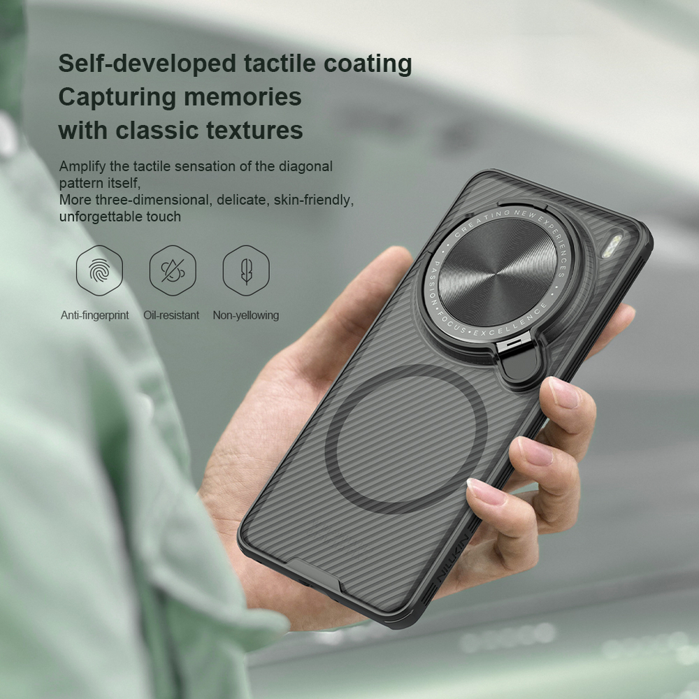 Чехол прозрачный тонированный (Transparent Black) от Nillkin с металлической крышкой и MagSafe на Vivo X200 Pro, серия CamShield Prop Magnetic Case