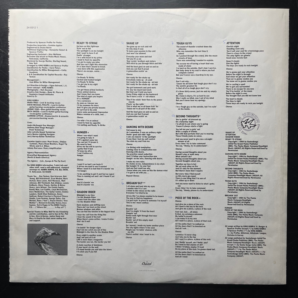 King Kobra ‎– Ready To Strike (Европа 1983г.)