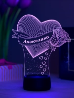Ночник "Сердце с именем Анжелика" - любимой девушке