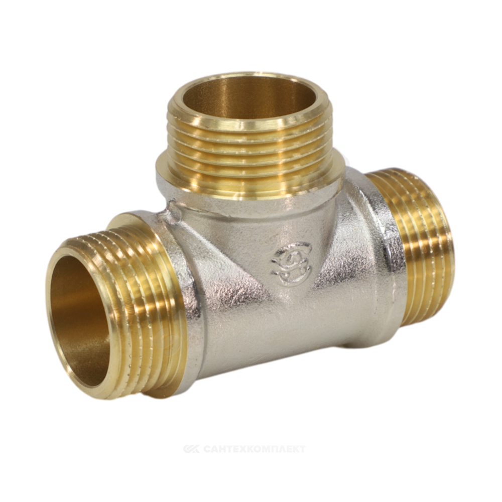 Тройник латунь никель Ду 20 (3/4") НР/НР/НР 9010 ГОСТ 32585-2013 Aquasfera 9010-02