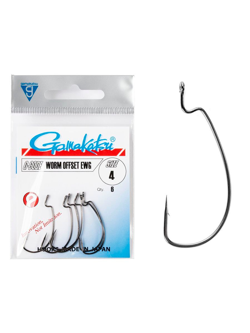 Крючки офсетные Gamakatsu Worm OFFSET EWG HOOKS BLACK размер 1/0 (упк.6шт.)