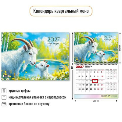 Календарь моно 2027 "Символ года" 10039 (Квадра)