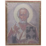 Алмазная мозаика на подрамнике с полным заполнением «МИР ЯРКИХ КРАСОК», Николай Чудотворец, 40*50см
