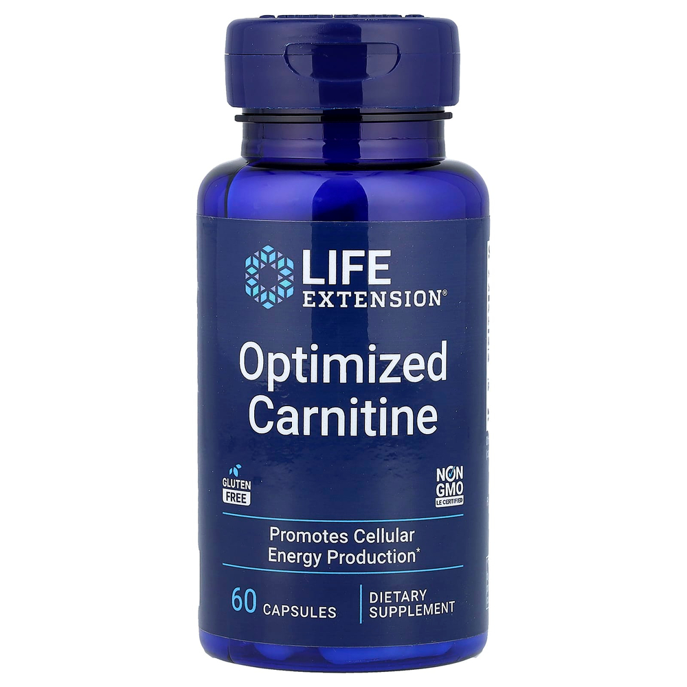 Life Extension, оптимизированный карнитин, 60 капсул