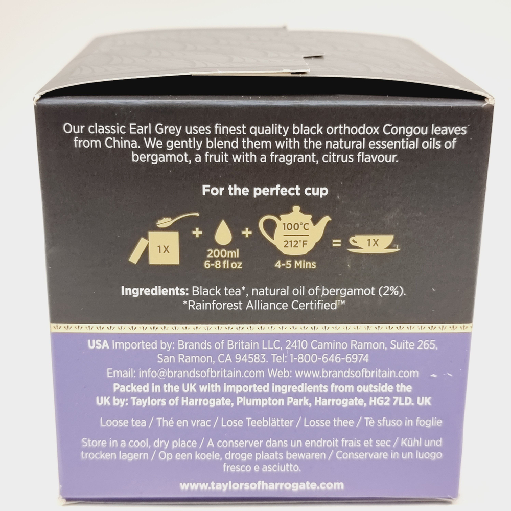 Чай черный TAYLORS Earl Grey с натуральным маслом бргамота 125 г (из Финляндии)
