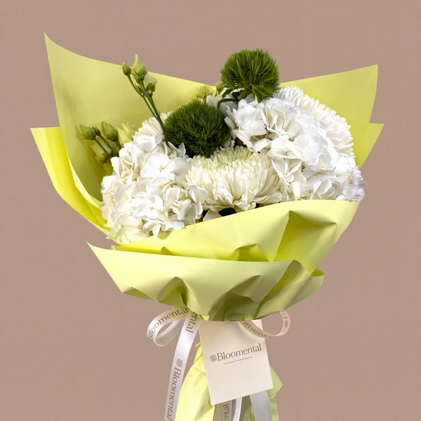 Хризантемы и гортензии Lime and White