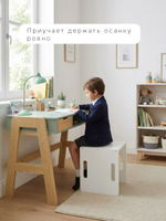 Растущий стул для детей, 34х34х34, Чек, стол и стул 2в1, деревянный, белый, Dipriz