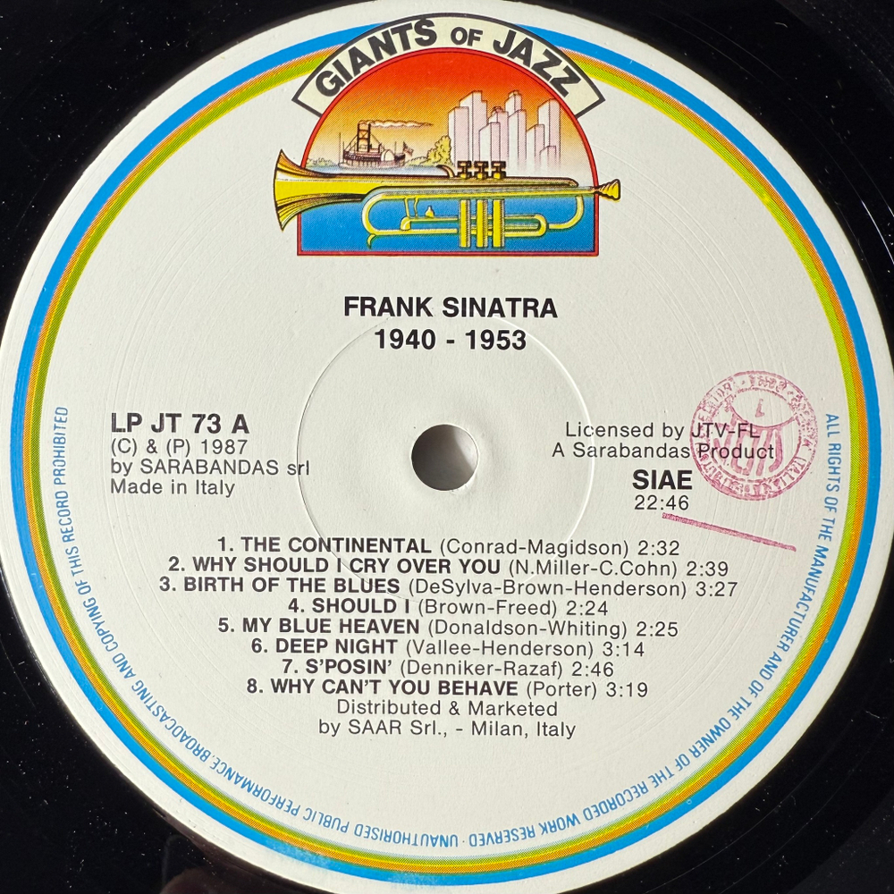 Frank Sinatra ‎– Swings (Италия 1987г.)