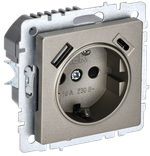 BRITE Розетка 1-местная с заземлением с защитными шторками 16А с USB A+C 18Вт РЮш11-1-БрШ шампань IEK