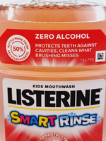 LISTERINE детский ополаскиватель для полости рта 6+, Smart Rinse, Ягодная свежесть, 500 мл (Франция)