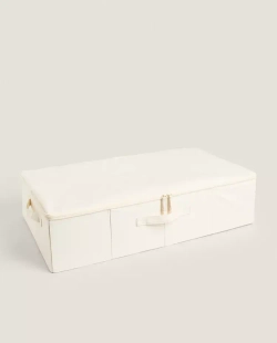 ZARA HOME СКЛАДНАЯ КОРОБКА ДЛЯ ХРАНЕНИЯ С КРЫШКОЙ, СВЕТЛО-БЕЖЕВЫЙ