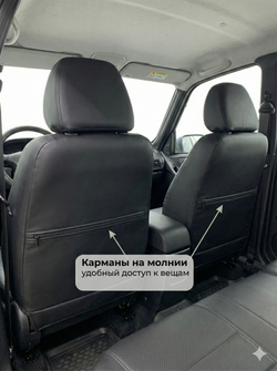 Чехлы Лада Гранта (2011-2018) сплошная спинка - экокожа, черный