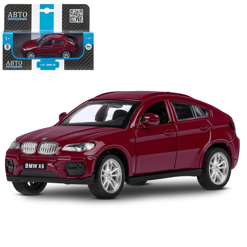 Модель 1:43 BMW X6, красный, откр. двери, инерция