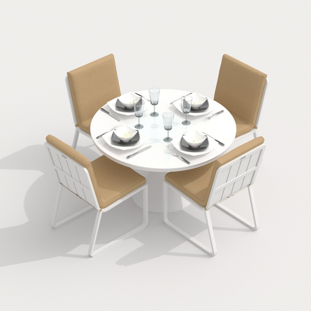 Стол круглый обеденный Ideal Patio ДИВА белый