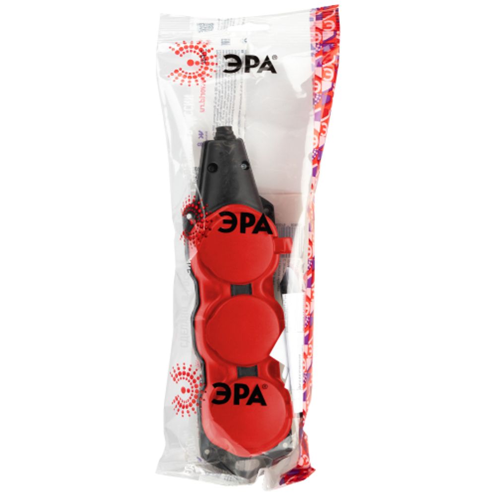 Колодка ЭРА KX-3e-RED-IP44 каучуковая с заземлением 3 розетки 16A IP44 красная | Электротовары