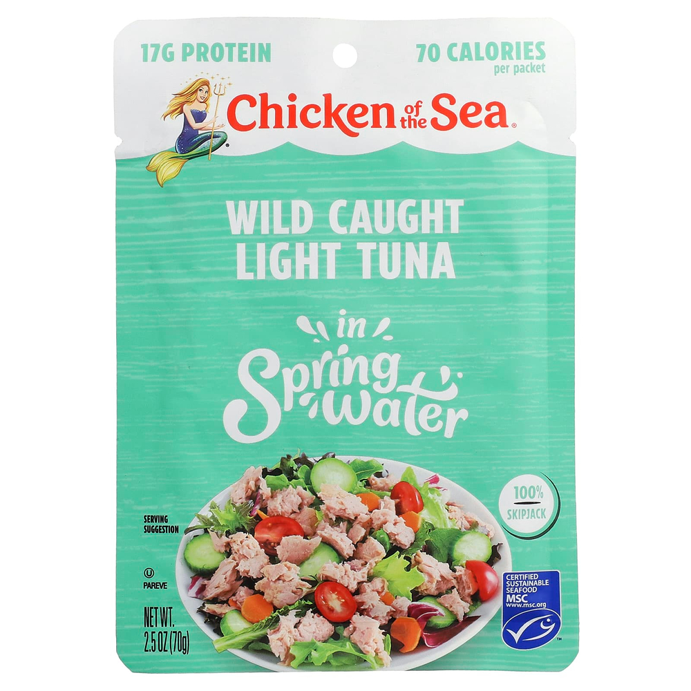 Chicken of the Sea, Дикий светлый тунец в родниковой воде, 70 г (2,5 унции)