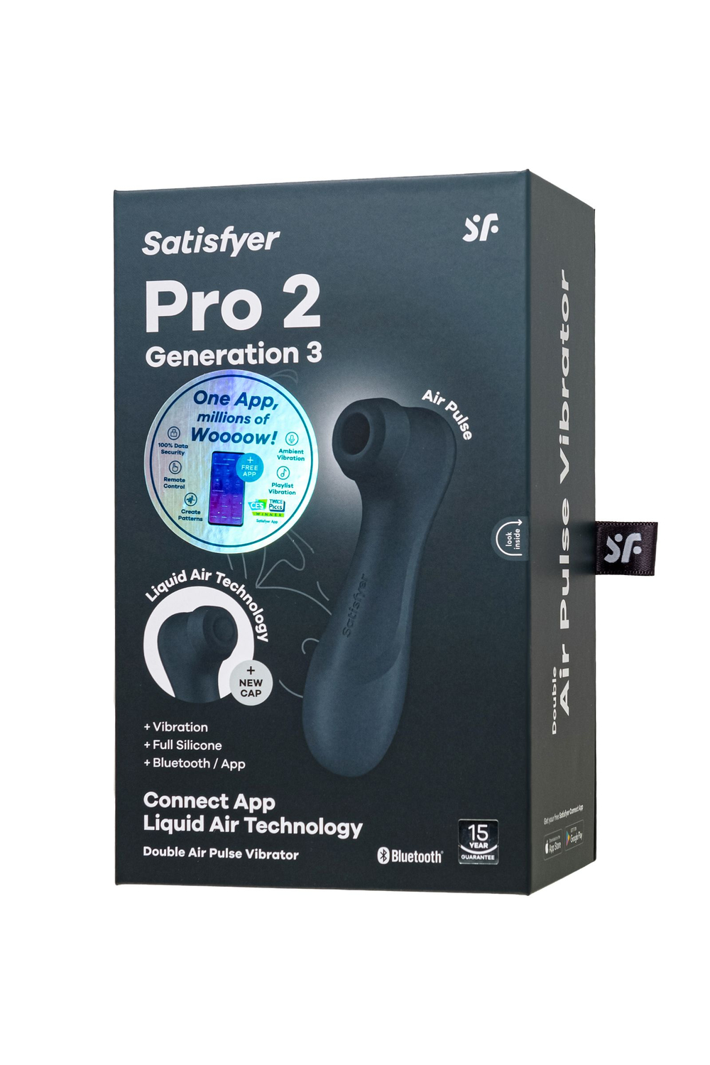 Вакуумный стимулятор клитора Satisfyer Pro 2 Generation 3, с управлением через приложение, чёрный