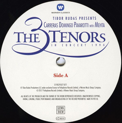 Jose Carreras, Placido Domingo, Luciano Pavarotti, Zubin Mehta — The 3 Tenors In Concert 1994 (LP)