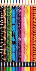 Карандаши цветные MAPED (Франция) "Color'Peps Animals'", 12 цветов, трехгранные, заточенные, европодвес, 832212