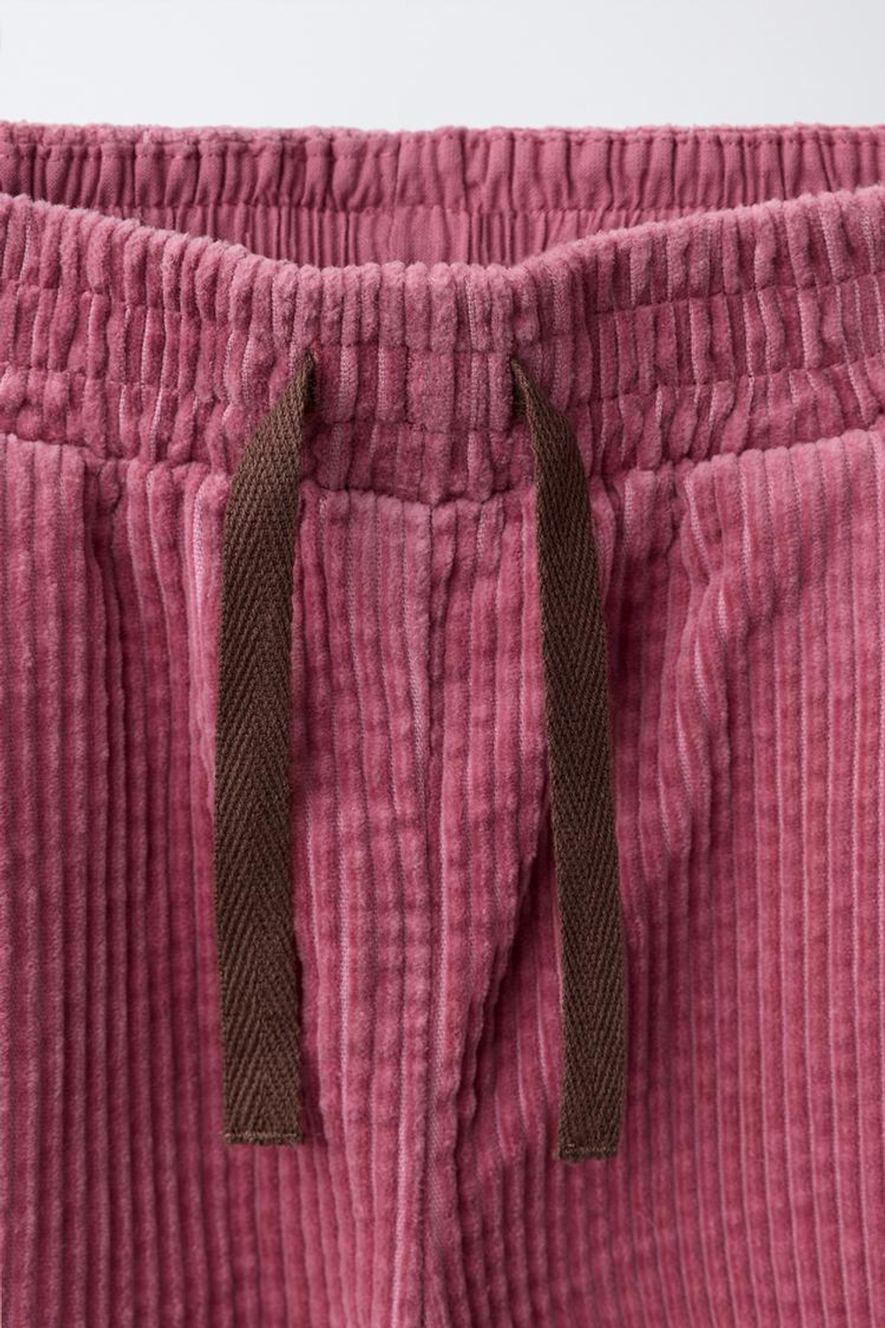 ZARA БАРХАТНЫЕ БРЮКИ WIDE LEG С КРУЖЕВОМ, ТЕМНО-РОЗОВЫЙ