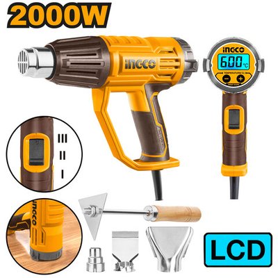 Фен строительный 2000Вт ЖК-дисплей SUPER INGCO HG200058 INDUSTRIAL