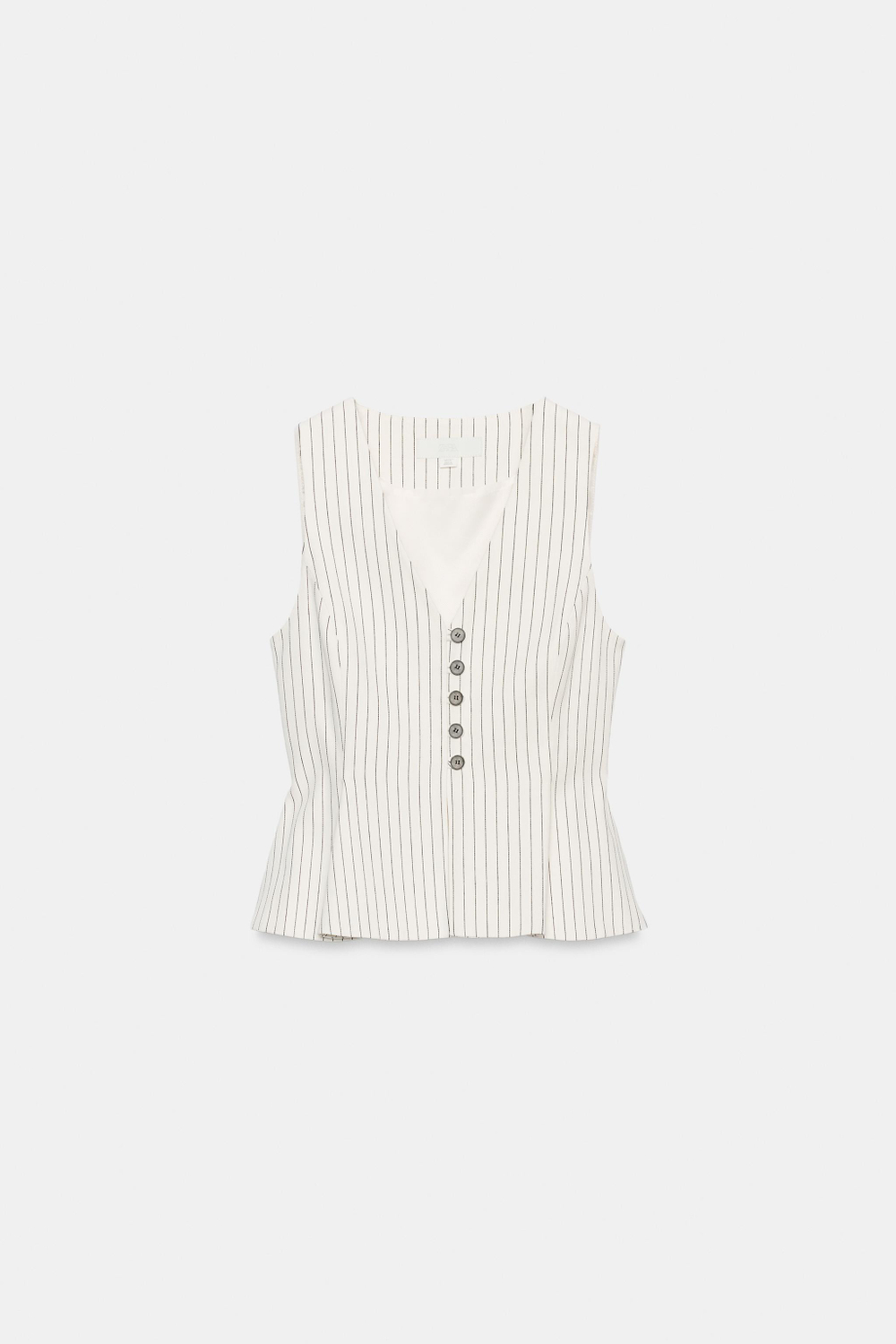 ZARA ЖИЛЕТ В ПОЛОСКУ С БАСКОЙ, ЭКРЮ/ЧЕРНЫЙ