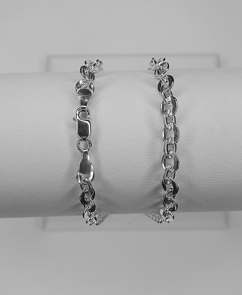 Silver Moon Цепочка Якорь плоский, серебряная с серебрением, ширина 5,4 мм