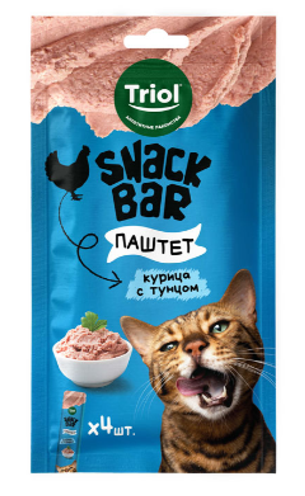 TRIOL Snack Bar Паштет-лакомство из курицы с тунцом для кошек, 0,04 кг