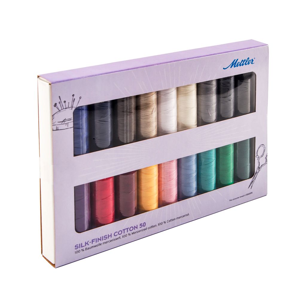 Нитки швейные (набор) Mettler Silk Finish в подарочной упаковке, 18 катушек, 1 шт Нитки швейные (набор) Mettler Silk Finish в подарочной упаковке, 18 катушек, 1 шт