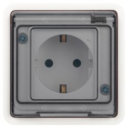 Розетка ЭРА Эксперт 11-2522-01 с заземлением с крышкой 2P+E IP55 шторки 16A-250В СУ белый | Эра Эксперт