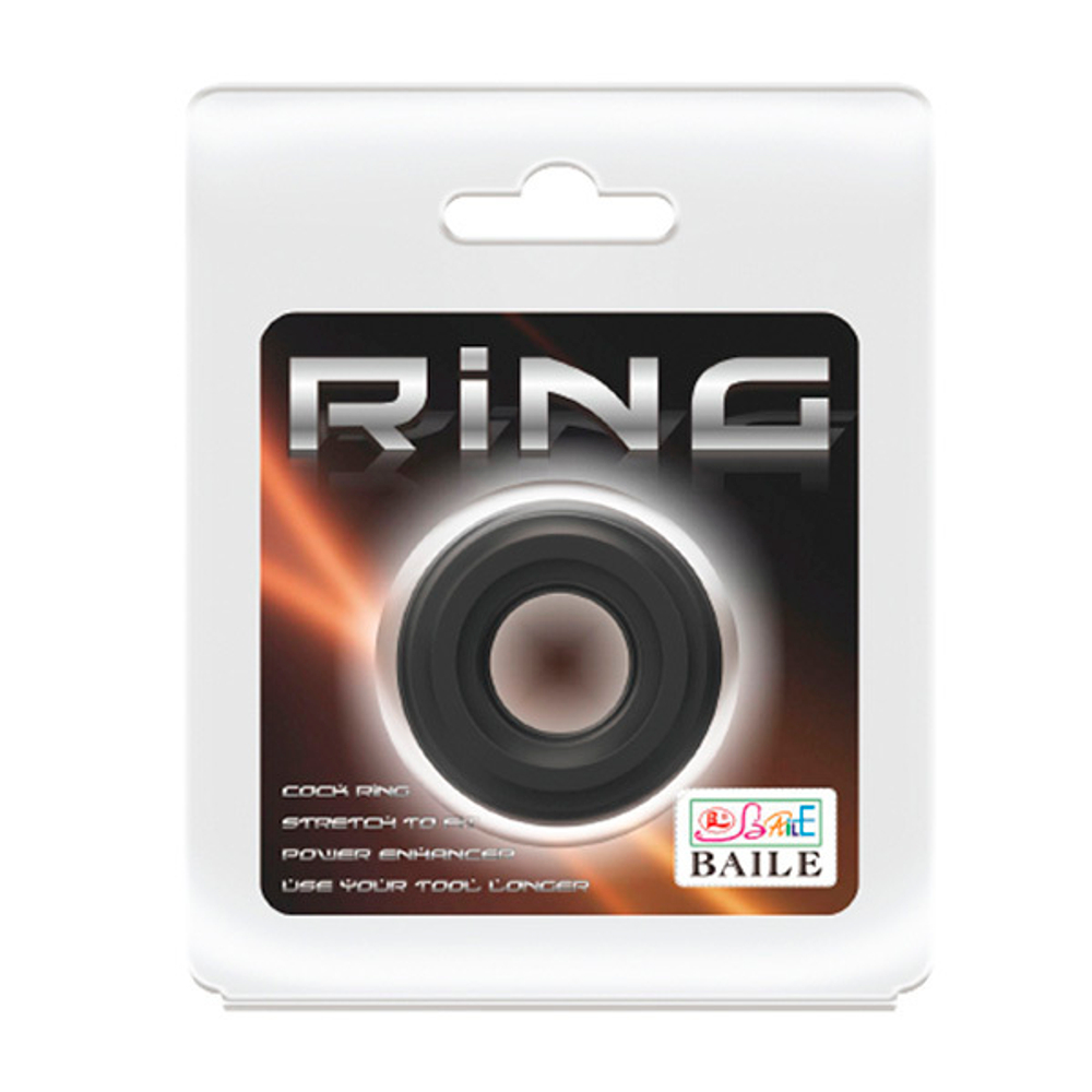 Черное широкое эрекционное кольцо 4,3см Baile Ring BI-210174