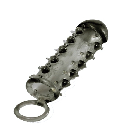 Дымчатая стимулирующая насадка с закрытой головкой SAMURAI PENIS SLEEVE BLACK - 14,5 см. (Цвет: дымчатый)