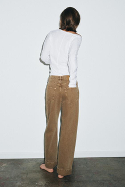 ZARA ДЖИНСЫ BAGGY СО СРЕДНЕЙ ПОСАДКОЙ — ZW COLLECTION, КОРИЧНЕВЫЙ