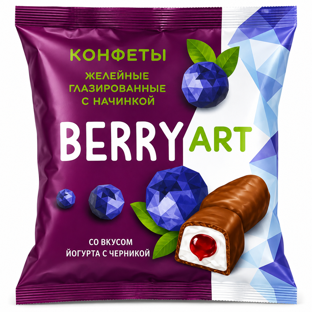 Конфеты йогурт и черника в шоколаде, BerryArt, 500 г