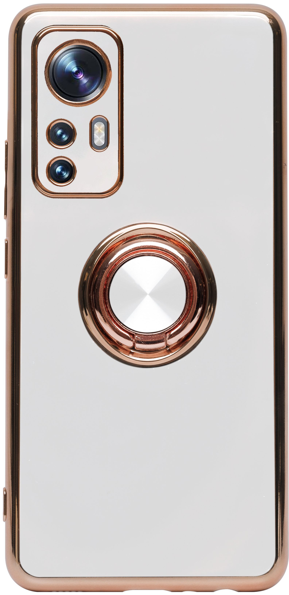 Стильный глянцевый чехол для XIAOMI 12 / 12X (не PRO,T,S,LITE!) с кольцом-подставкой и бархатной подкладкой