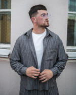 Рубашка "Linen stripe" черная